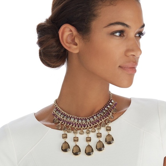 White House Black Market Jewelry - WHBM BURGUNDY THREAD DROP NECKLACE